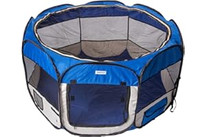 Funhobby Italia Srl Recinto Box per Animali Cani Gatti Cuccioli Pieghevole Portatile Tessuto Impermeabile con Cerniera per Interno o Esterno (Blu, Blu)