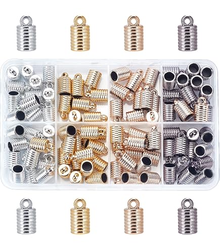 Beebeecraft 20 Terminali Per Cordone In Argento 925, Calotte Per Gioielli Fai Da Te, Foro 1mm, Con Scatola