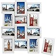 SONGMICS Picture Frame Collage for 12 Photos in 4" x 6" (10 x 15 cm) + 1 Single Photo Frame, Assembly Required, White Wood Grain RPF112W
