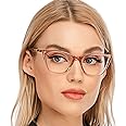 AQWANO Cat Eye Computer Reading Glasses Designer Blue Light Block Eyeglasses Readers