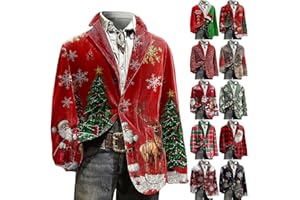 BLZZWO Weihnachtssakko Herren,Cord Sakko Weihnachtsblazer Lustig Blazer Sportlich Modern Weihnachts Outfit Anzugmantel Business Festliches Outfit Party-Blazer Weihnachts Jacket Ugly Christmas (S-4XL)
