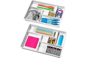 madesmart Two-Piece Drawer Organizer - White | VALUE COLLECTION | 12-Compartments | Holds Objects with a Variety of Sizes | Easy to Clean | BPA-Free,10.75 x 7.50 x 2.60 in (27.31 x 19.05 x 6.60 cm)