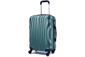 R.Leone Ryanair 55 x 40 x 20 cm Trolley Case with 4 Wheels Removable Ultralight ABS Autonomous 20373N (Dark Green, Suitcase 55 x 40 x 20 cm)