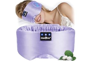 MUSICOZY Sleep Mask Headphones,100% Natural Mulberry Silk Eye Mask with Bluetooth Headphones for Luxury Sleep in Total Darkness,Perfect Headphone for Sleeping, Travel & Meditation,Insomnia