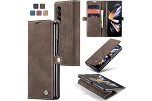 Cracedily Handyhülle für Samsung Galaxy Z Fold 4 Hülle, Klapphülle Premium Lederhülle Klappbar Flip Case Tasche Magnet Kartenfach Standfunktion Klapphülle Schutzhülle, Kaffee