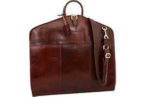 HOUSE OF LEATHER Luxury Leather Suit Carrier Slimline Travel Garment Dress Bag Keswich Brandy
