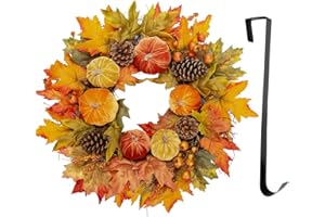 ‎BRIFUL Kunstkranz Künstlich Türkranz, Ø 24"/60CM Herbst Kranz Deko Wandkranz Groß Außen Dekokranz für Haustür, Hochzeit, Garten, Fenster, Outdoor