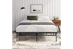 Zinus Justin łóżko 140 x 200 cm – wysokość 36 cm z miejscem do przechowywania pod łóżkiem – metalowa platforma – czarne