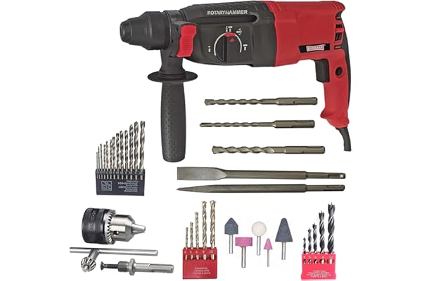 INDITRUST DUMDAAR DM26 1250W 26mm Hammer Machine with 5pc hammer bit and accessories Rotary Hammer Drill (RED) 100% Copper Winding