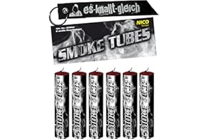 ‎NICO EUROPE Rauchfackel Smoke Tubes im 6er Pack in Rot Blau Gelb Grün Orange Weiß Mix von NICO Europe mit Anhänger (Weiß)