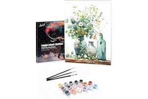 Bougimal Pintar por Numeros Adultos Paisaje incluir Pinceles y Pintura Acrilica, Flores 2, Con Marco 28 X 35 cm