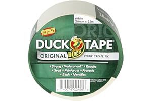 Duck Tape Original Ruban adhésif imperméable formule améliorée et haute résistance pour réparation de conduit ou canalisation Blanc 50 mm x 25 m