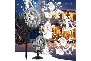 Aqash Projecteur Noel Exterieur Lumières pour Décoration- Projecteur Led IP65 Étanche Ajustable avec Père Noël et Bonhomme de Neige pour Fête Intérieure et Extérieure 2025