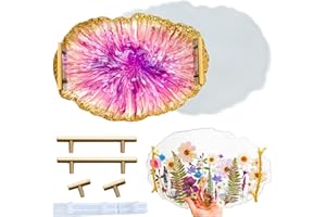 TUXUZAL Moule en silicone avec poignée - Moule en silicone avec bord - Plateau en résine époxy - Moule en silicone ovale irrégulier - Plateau en résine - Dessous de verre DIY Grand plateau - Dessous de verre