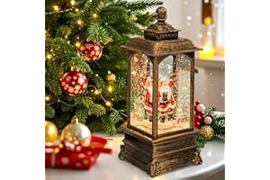 BUOAZR Weihnachts Schneekugel Laterne mit Musik, LED Weihnachtslaterne, USB und batteriebetriebene musikalisch beleuchtete Weihnachtsmann, weihnachtsschneekugel wasserlaterne Heimdekoration