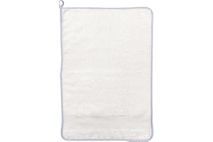 Panini Tessuti, ASCIUGAMANO di SPUGNA in 100% COTONE per bimbo/a con occhiello, bordo colorato a quadretti e tela aida per poter ricamare il proprio nome