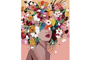 MOGTAA Signore Dipingi con i Numeri per Adulti, Signora e Fiore Pittura con Numero per Bambini, Kit di Pittura acrilica Principianti, Decora la casa Regalo,con Vernici e pennelli, 40x50cm