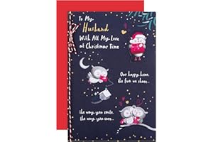Hallmark Christmas Card, Husband Christmas Card, Cute Owl Designs, Gold Foil Details, Navy