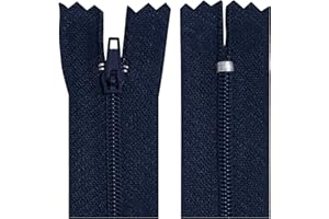 AERZETIX - C63388 - Lot de 10 Fermetures éclair à glissière Spirale N°3 Non séparable 30 cm en Nylon - Curseur autobloquant en métal - Couleur Bleu foncé - vêtement Couture Pantalon mercerie