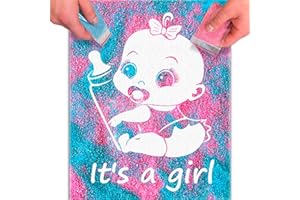 FETTIPOP Magic Art Quadro Gender Reveal – È una bambina – Immagine che appare con la sabbia, Decorazione Baby Shower, Rivelazione del genere, Idea regalo originale