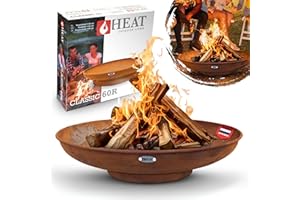 HEAT Outdoor Living Brasero 60 cm Acier Noir - Brasero Exterieur pour Jardin - Brasero Barbecue & Plancha - Brasero Exterieur Barbecue en Acier de Haute qualité pour soirées de détente - 60x60x16 cm