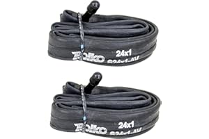 ROLKO Lot de 2 chambres à air haute pression 24 x 1 (25-540/541) compatibles avec les pneus de fauteuil roulant jusqu'à 10 bar avec valve auto droite