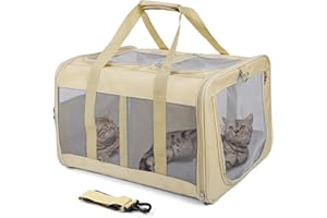 Furryilla Soft-Sided Pet Carriers 2 Cats Dogs Double-Compartment Foldable Up to 38lbs, Expandable Large Cat Carrier for Travel/Veterinary Visits/Road Trips