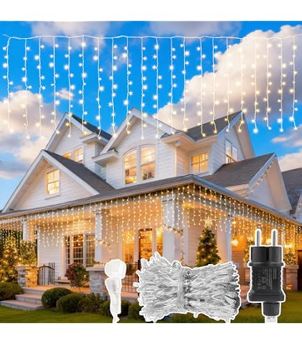 MUSUNIA Lichtervorhang Innen – 1x1 M, 100 LEDs Warmweiß, USB, Mit 10 Haken, Für Fenster & Party