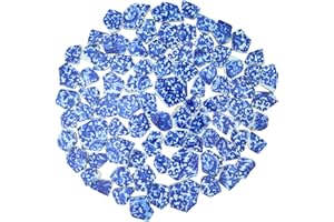 Yuvori Carreaux de mosaïque irrégulière en porcelaine bleu et blanc, 0,5 kg, fait à la main, salle de bain, salon, cuisine, extérieur (06, taille M)