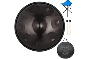 GIOEVO Handpan Harmonic Hand Drum Tamburo in Acciaio in D Minor 9 Note Drum Hand 22 pollici con Soft Hand Pan Bag Hand Pan