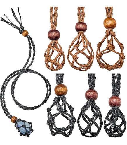 2 Colliers Porte-pierres Avec Cordon Coton Ciré - Pendentif Vide Réglable Pour Bijoux DIY - Homme Et Femme - 6
