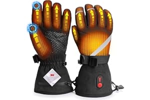 YELUFT Heated Gloves for Men Women - Rechargeable Heated Gloves 7.4V 3000mAh Battery Powered Waterproof Electric Heating Gloves for Cold Winter Arthritis Hands Skiing Hunting