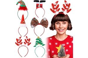 REDSTAR FANCY DRESS 6pc Assorted Novelty Christmas Headbands for Adults and Kids - Xmas Headbands Adult Christmas Hair Accessories for Kids - Novelty Xmas Boppers Festive Headwear for Party