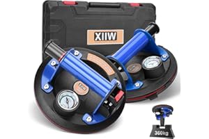 2X Saugnäpfe Saugheber Glasheber Metallgriff mit Manometer Max. 360kg, 8'' Vakuum Saugnapf Fliesenheber mit Kasten, Glassauger Saughalter Plattenheber für Laminat,Fliesen, Glas,Metalle,Marmor