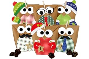 Papierdrachen DIY kalendarz adwentowy do wypełnienia - Sowy Boże Narodzenie 2021 - zestaw czerwony z dodatkowymi ozdobami - do samodzielnego majsterkowania - dla dzieci.