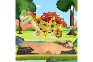 joibabe Wooden Jigsaw Puzzles, Dinosaur Jigsaw Puzzle for Kids Age 1-4 Years Old boys and girls, Shape Number Puzzle, Preschool Educational Montessori Learning Toys for Toddlers