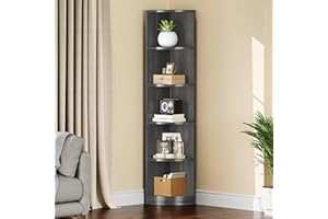 YITAHOME Estantería esquinera de 5 Niveles, Moderna estantería esquinera Independiente, 30 x 30 x 180 cm, estantería esquinera de 5 estantes y estanterías, estantes Abiertos de Madera para Libros de