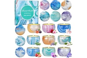 LDUMODUW Set regalo candele profumate, 9 pezzi candele profumate con cera soia in barattoli per alleviare lo stress, candela naturale a stoppino profumata per signore regali di Natale profumati