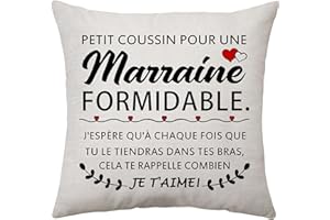 Aconesong pour Une Marraine Formidable - Cadeaux pour Marraine de Filleuls Housse de Coussin pour Marraine Idée Anniversaire Cadeaux pour Marraine Baptême (Marraine-1)