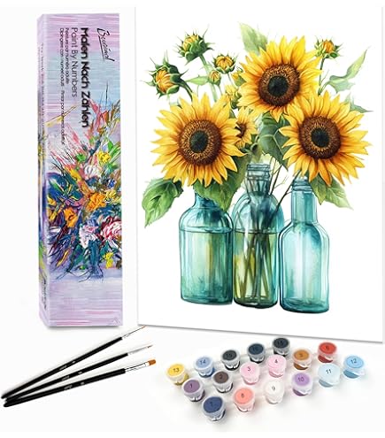 Peinture Par Numéros Adulte Phare Et Fleurs - Kit Créatif 40x50 Cm - Toile Et Peintures Incluses