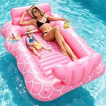 LanOcean Matelas Gonflable Piscine 230x170 Cm – 2 Places, Porte-gobelets, Appui-tête, Pour Jardin Et Plage