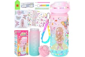 GZCY Decorate Your Own Water Bottle Kits for Girls - Gem Diamond Painting Arts and Crafts Toys Gifts for 4+ Year Old Girls Kids Birthday (Pink Butterfly)