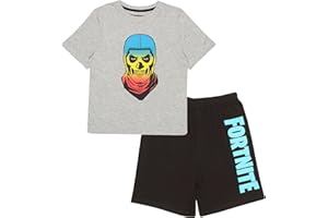 Fortnite Gradient Skull Short Pyjamas Set, Kids, 7-16 Years, Black/Heather Grey, Official Merchandise