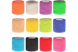 JGYCVBU 12 Rotoli Benda Viscoelastica, 12 Colori, 5 cm x 4,5 m, Fasciatura Autoadesiva Morbida e Confortevole Benda Sportiva Non Tessuta, Adatta per Mani, Piedi, Ginocchia, Braccia