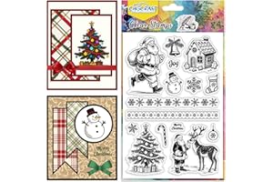 CHGCRAFT Sello transparente de silicona con estampado de Papá Noel, para árbol de Navidad, para manualidades, álbumes de recortes y tarjetas, decoración de manualidades de papel, 6.3 x 4.3 pulgadas