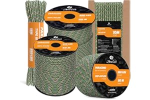 Abma Cord 4mm Paracord 550 Nylon Cuerda (10-15-30-50m) Tipo III 7 Hebras Cuerda de Nailon - MAX. 250 kg - Jager Camo, 50m