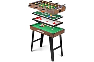 TOYRIFIC PowerPlay 4-in-1 Multi-Sports Game Table Set, Indoor Family Games, Table Football, Pool Table, Table Tennis and Table Hockey, for Kids and Adults