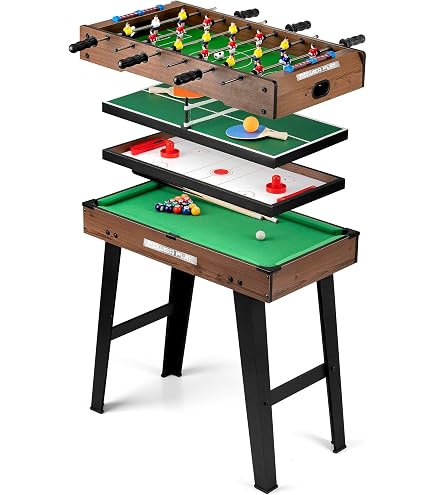 Table Multijeux 5 En 1 HLC – Babyfoot, Ping-pong, Billard, Hockey, Basket – Pliable, Adulte Et Enfant