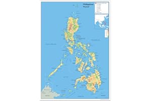 TIGER MOON Philippines physiques Map – Papier laminé [GA] A2