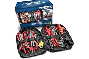 PeakTech 8200 - Juego de Accesorios de Medición para Multímetro Digital, Cables de Prueba, Pinzas de Cocodrilo, con Batería - 14 Piezas, Bolsa Incluida